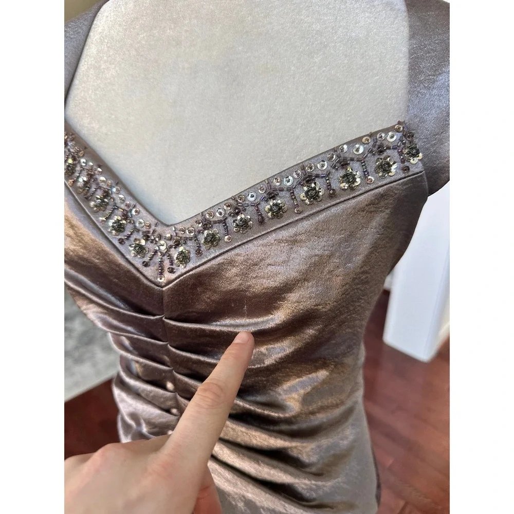 Vintage La Nuit Beaded Neckline Ethereal Divine Feminine Maxi Gown Dress Size 10 - Picture 11 of 11